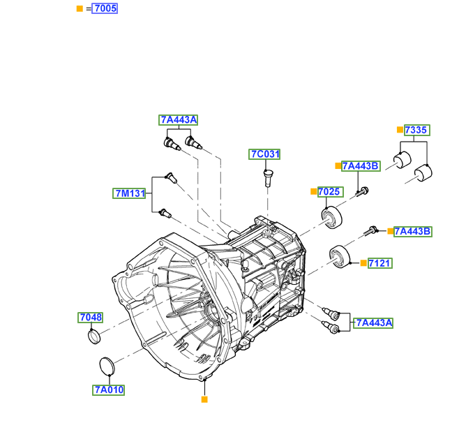 BEARING , RODAMIENTO RANGER CON CAJA MT-82  ORIGINAL FORD #7025 EN LA FOTO