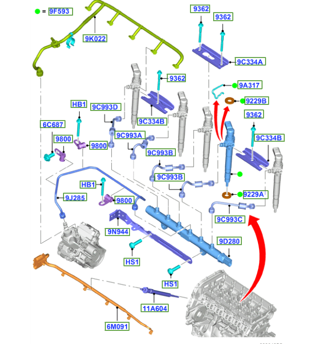 FUEL INJECTOR, INYECTOR  RANGER MAZDA BT50 MOTOR 3.2 DIESEL  ORIGINAL FORD #9F593 EN LA FOTO